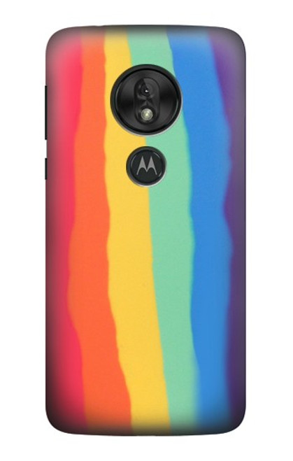 W3799 Cute Vertical Watercolor Rainbow Hard Case and Leather Flip Case For Motorola Moto G7 Power