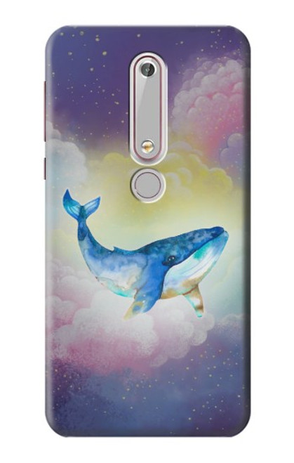 W3802 Dream Whale Pastel Fantasy Hard Case and Leather Flip Case For Nokia 6.1, Nokia 6 2018