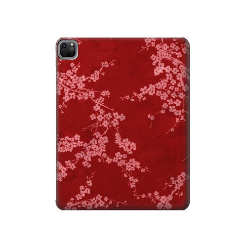 W3817 Red Floral Cherry blossom Pattern Tablet Hard Case For iPad Pro 12.9 (2022, 2021, 2020, 2018), Air 13 (2024)