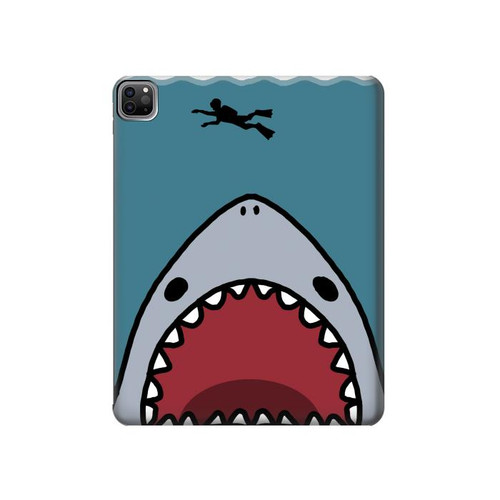 W3825 Cartoon Shark Sea Diving Tablet Hard Case For iPad Pro 12.9 (2022, 2021, 2020, 2018), Air 13 (2024)