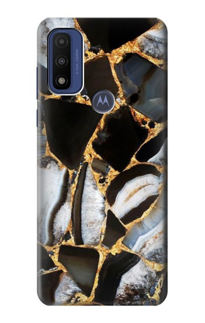 W3419 Gold Marble Graphic Print Hard Case and Leather Flip Case For Motorola G Pure