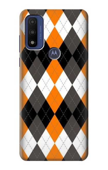 W3421 Black Orange White Argyle Plaid Hard Case and Leather Flip Case For Motorola G Pure