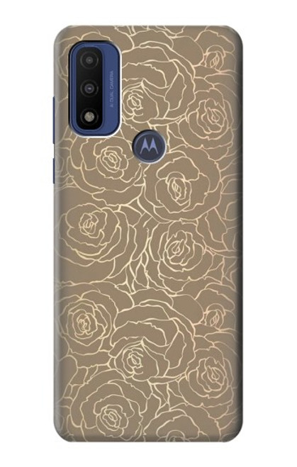 W3466 Gold Rose Pattern Hard Case and Leather Flip Case For Motorola G Pure