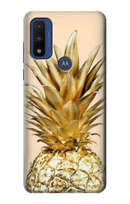 W3490 Gold Pineapple Hard Case and Leather Flip Case For Motorola G Pure