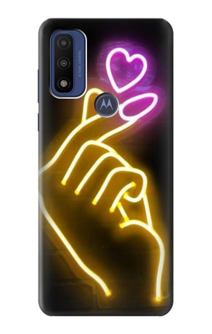 W3512 Cute Mini Heart Neon Graphic Hard Case and Leather Flip Case For Motorola G Pure