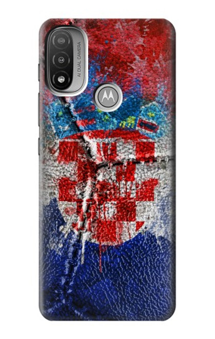 W3313 Croatia Flag Vintage Football Graphic Hard Case and Leather Flip Case For Motorola Moto E20,E30,E40