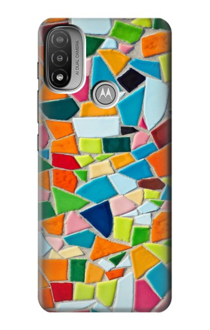 W3391 Abstract Art Mosaic Tiles Graphic Hard Case and Leather Flip Case For Motorola Moto E20,E30,E40