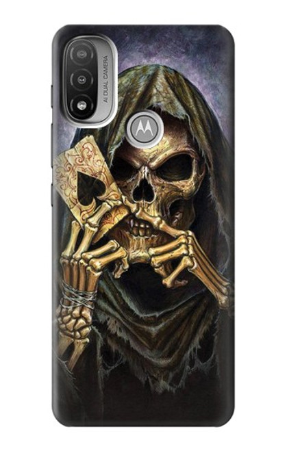 W3594 Grim Reaper Wins Poker Hard Case and Leather Flip Case For Motorola Moto E20,E30,E40