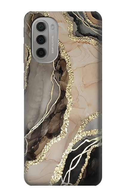 W3700 Marble Gold Graphic Printed Hard Case and Leather Flip Case For Motorola Moto G51 5G