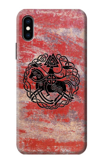 W3831 Viking Norse Ancient Symbol Hard Case and Leather Flip Case For iPhone X, iPhone XS