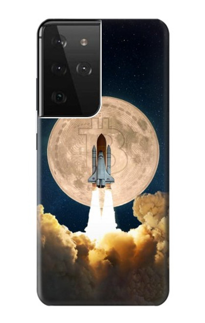 W3859 Bitcoin to the Moon Hard Case and Leather Flip Case For Samsung Galaxy S21 Ultra 5G
