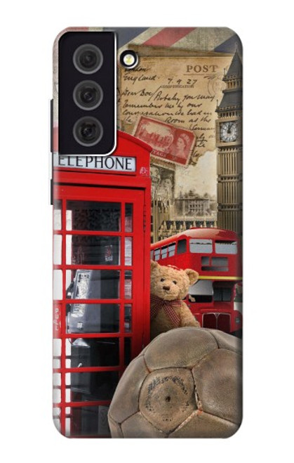 W3856 Vintage London British Hard Case and Leather Flip Case For Samsung Galaxy S21 FE 5G