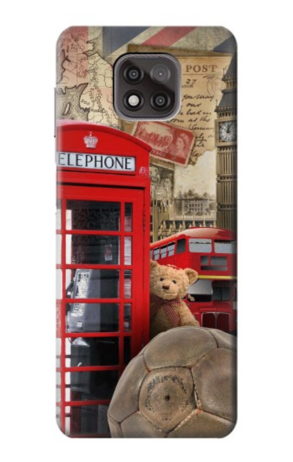 W3856 Vintage London British Hard Case and Leather Flip Case For Motorola Moto G Power (2021)