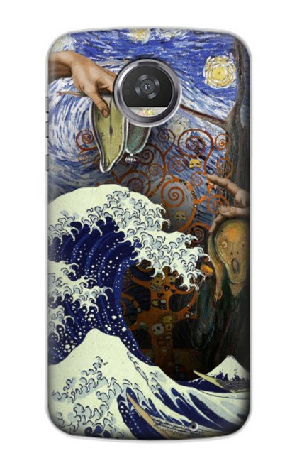 W3851 World of Art Van Gogh Hokusai Da Vinci Hard Case and Leather Flip Case For Motorola Moto Z2 Play, Z2 Force