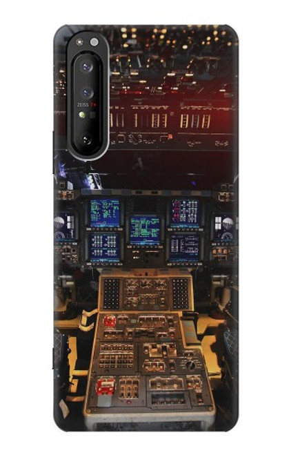 W3836 Airplane Cockpit Hard Case and Leather Flip Case For Sony Xperia 1 II