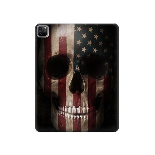 W3850 American Flag Skull Tablet Hard Case For iPad Pro 12.9 (2022, 2021, 2020, 2018), Air 13 (2024)