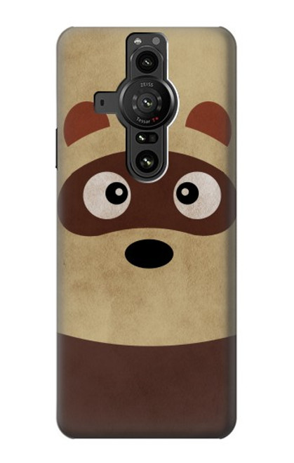 W2825 Cute Cartoon Raccoon Hard Case and Leather Flip Case For Sony Xperia Pro-I