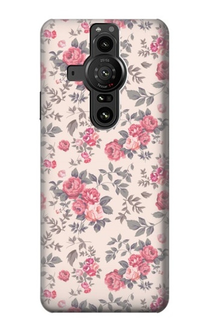 W3095 Vintage Rose Pattern Hard Case and Leather Flip Case For Sony Xperia Pro-I