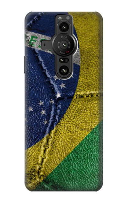 W3297 Brazil Flag Vintage Football Graphic Hard Case and Leather Flip Case For Sony Xperia Pro-I