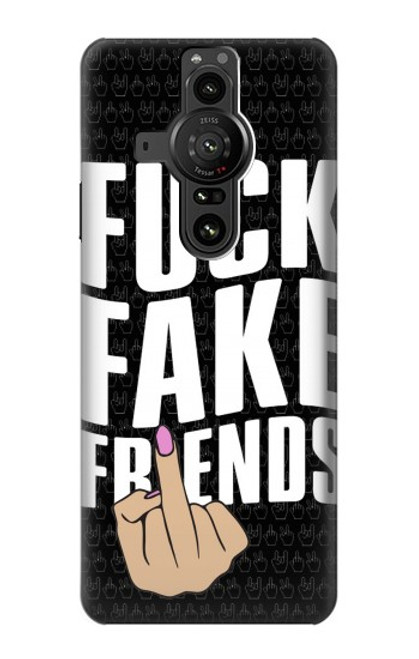 W3598 Middle Finger Fuck Fake Friend Hard Case and Leather Flip Case For Sony Xperia Pro-I