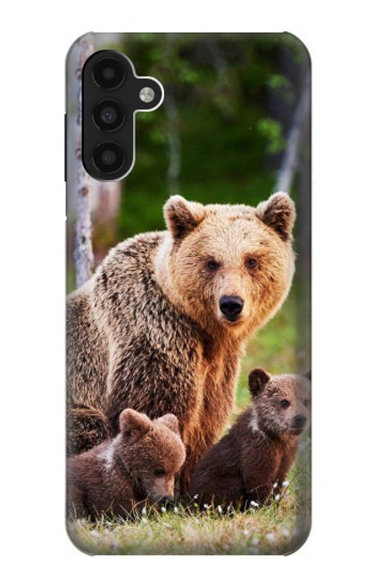 W3558 Bear Family Hard Case and Leather Flip Case For Samsung Galaxy A13 4G