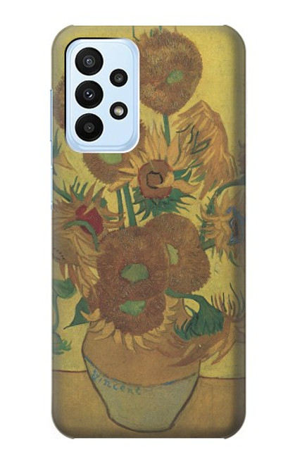 W0214 Van Gogh Vase Fifteen Sunflowers Hard Case and Leather Flip Case For Samsung Galaxy A23