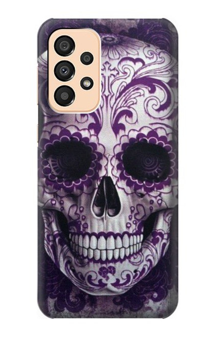 W3582 Purple Sugar Skull Hard Case and Leather Flip Case For Samsung Galaxy A33 5G