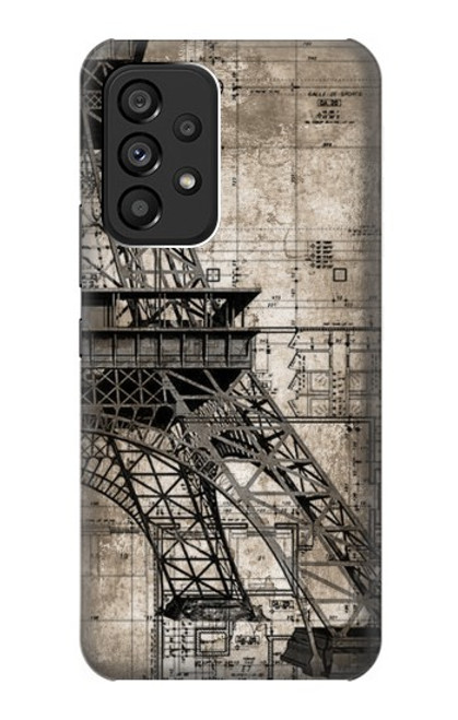 W3416 Eiffel Tower Blueprint Hard Case and Leather Flip Case For Samsung Galaxy A53 5G