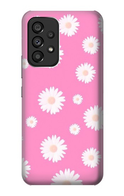 W3500 Pink Floral Pattern Hard Case and Leather Flip Case For Samsung Galaxy A53 5G