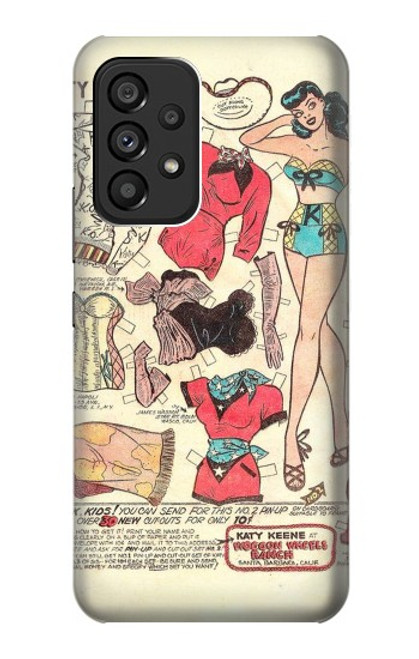W3820 Vintage Cowgirl Fashion Paper Doll Hard Case and Leather Flip Case For Samsung Galaxy A53 5G