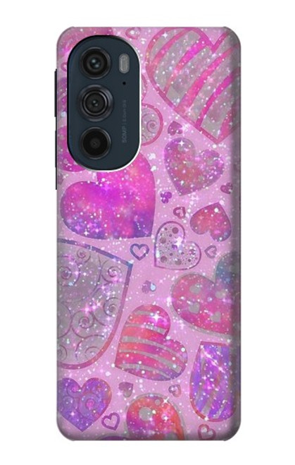 W3710 Pink Love Heart Hard Case and Leather Flip Case For Motorola Edge 30 Pro