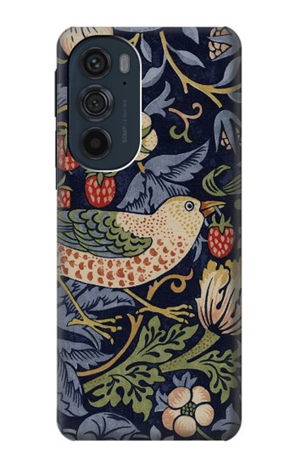 W3791 William Morris Strawberry Thief Fabric Hard Case and Leather Flip Case For Motorola Edge 30 Pro