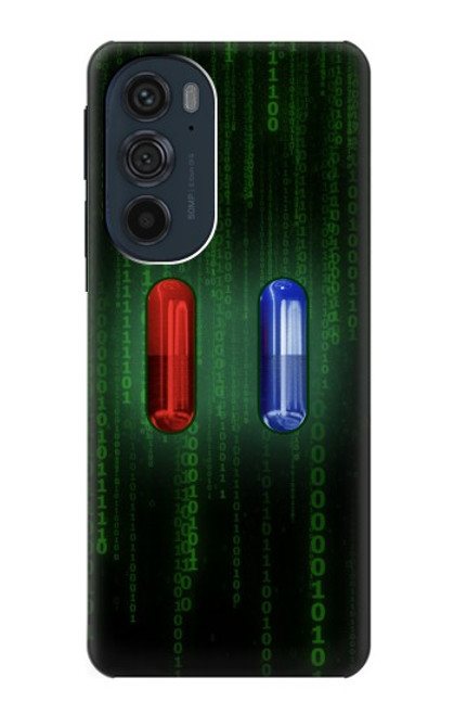 W3816 Red Pill Blue Pill Capsule Hard Case and Leather Flip Case For Motorola Edge 30 Pro