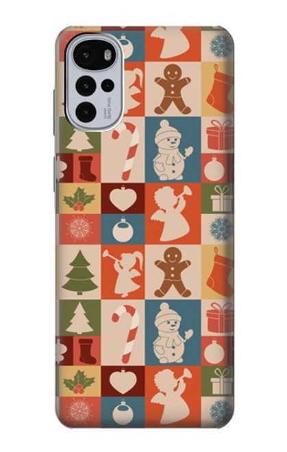 W2854 Cute Xmas Pattern Hard Case and Leather Flip Case For Motorola Moto G22