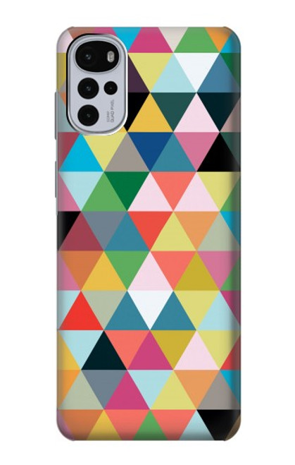 W3049 Triangles Vibrant Colors Hard Case and Leather Flip Case For Motorola Moto G22