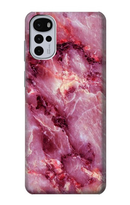 W3052 Pink Marble Graphic Printed Hard Case and Leather Flip Case For Motorola Moto G22