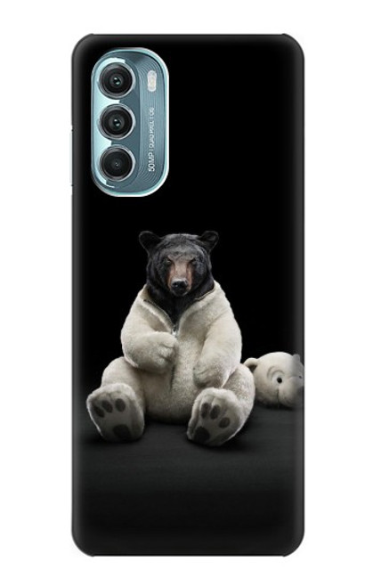W0878 Black Bear Hard Case and Leather Flip Case For Motorola Moto G Stylus 5G (2022)