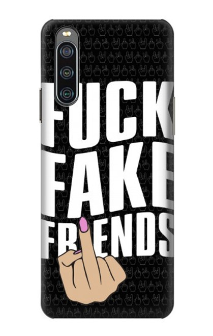 W3598 Middle Finger Fuck Fake Friend Hard Case and Leather Flip Case For Sony Xperia 10 IV