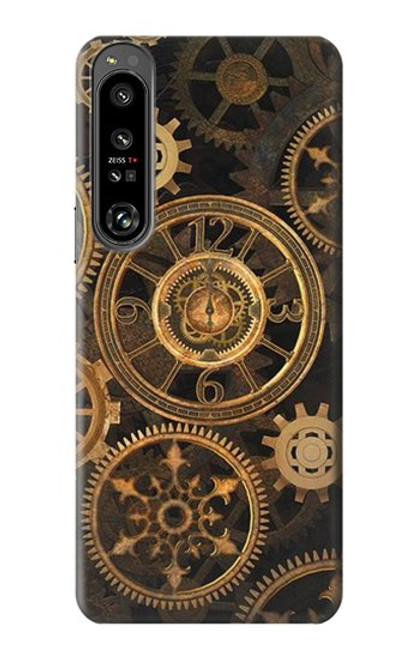 W3442 Clock Gear Hard Case and Leather Flip Case For Sony Xperia 1 IV