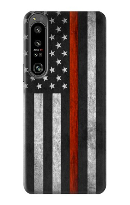 W3472 Firefighter Thin Red Line Flag Hard Case and Leather Flip Case For Sony Xperia 1 IV