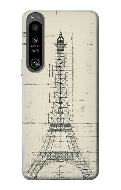 W3474 Eiffel Architectural Drawing Hard Case and Leather Flip Case For Sony Xperia 1 IV