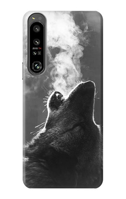 W3505 Wolf Howling Hard Case and Leather Flip Case For Sony Xperia 1 IV