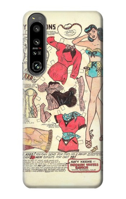 W3820 Vintage Cowgirl Fashion Paper Doll Hard Case and Leather Flip Case For Sony Xperia 1 IV