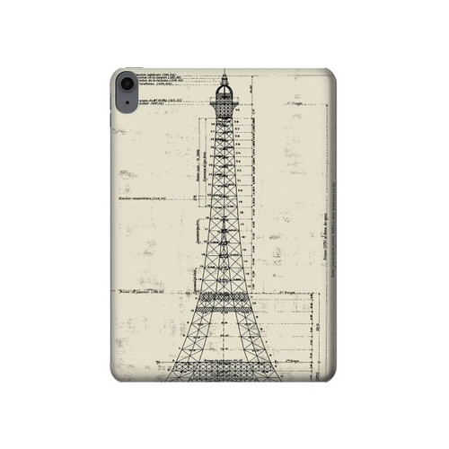 W3474 Eiffel Architectural Drawing Tablet Hard Case For iPad Air (2022, 2020), Air 11 (2024), Pro 11 (2022)