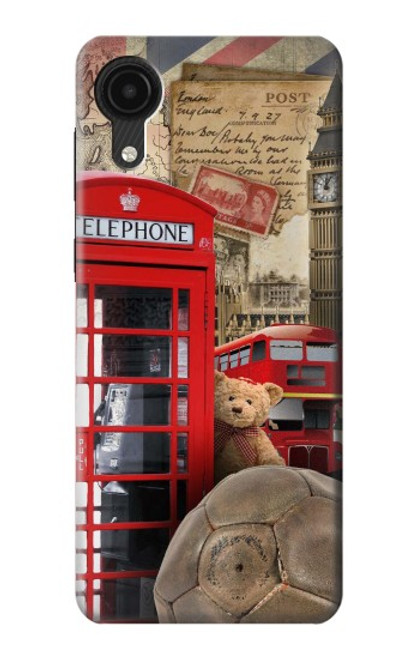 W3856 Vintage London British Hard Case and Leather Flip Case For Samsung Galaxy A03 Core