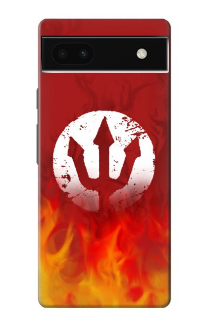 W2803 Fire Red Devil Spear Symbol Hard Case and Leather Flip Case For Google Pixel 6a