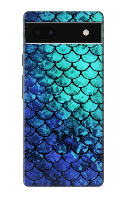 W3047 Green Mermaid Fish Scale Hard Case and Leather Flip Case For Google Pixel 6a