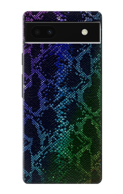 W3366 Rainbow Python Skin Graphic Print Hard Case and Leather Flip Case For Google Pixel 6a