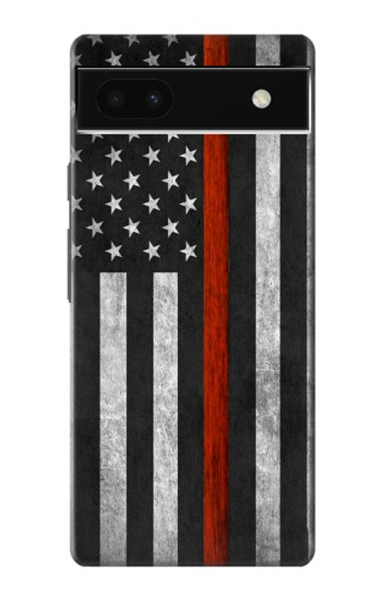 W3472 Firefighter Thin Red Line Flag Hard Case and Leather Flip Case For Google Pixel 6a