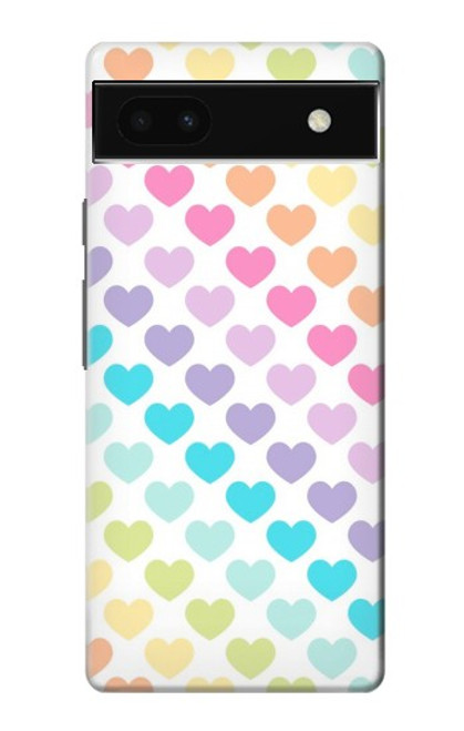 W3499 Colorful Heart Pattern Hard Case and Leather Flip Case For Google Pixel 6a